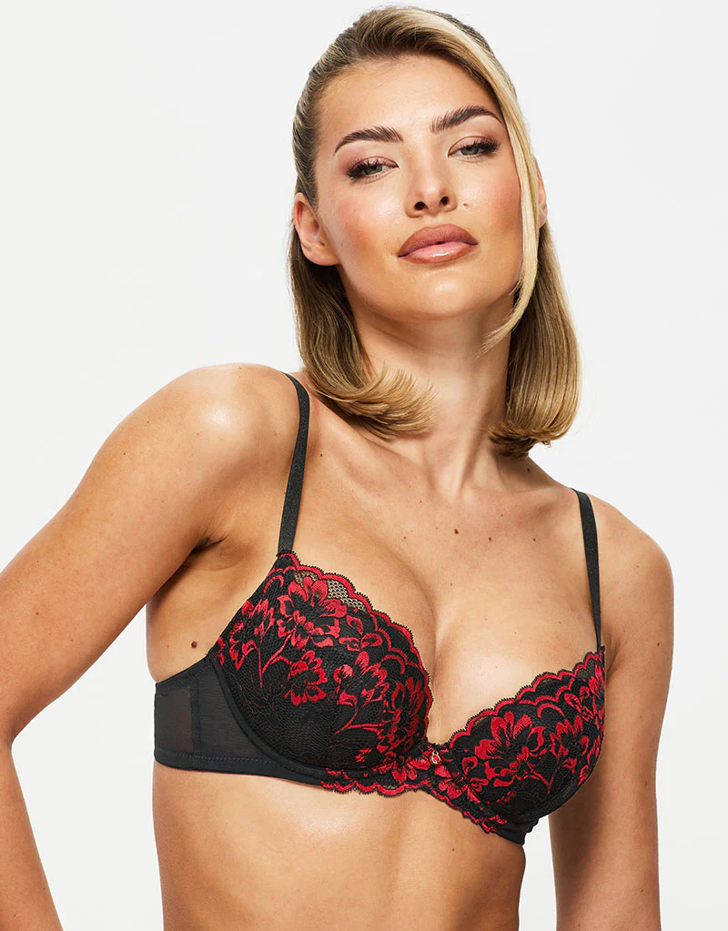 Ann Summers Sexy Lace Padded Plunge Bra Black/Red - Image 3