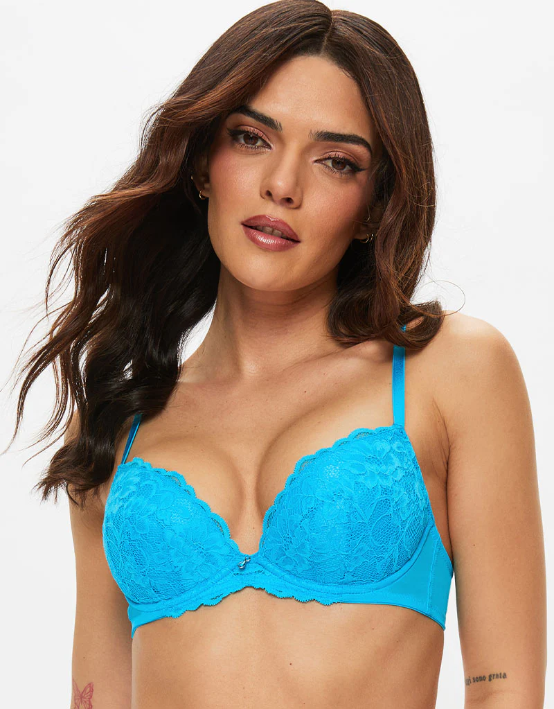Ann Summers Sexy Lace Padded Plunge Bra Bright Blue - Image 3