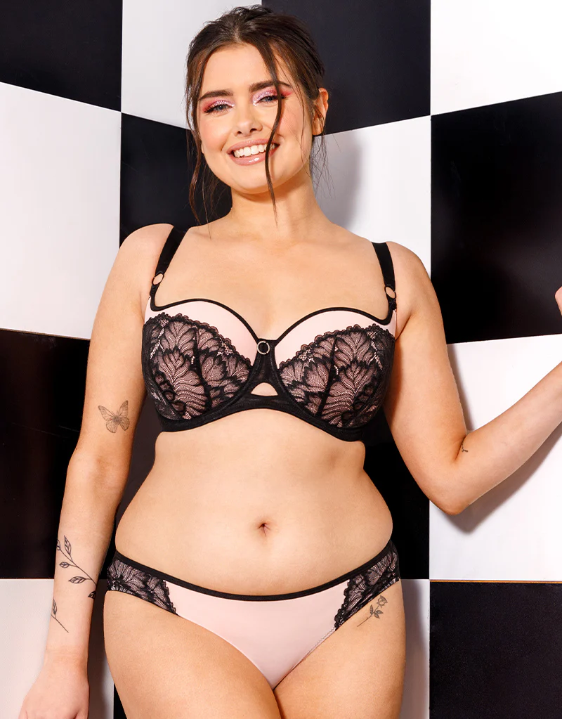 Curvy Kate Emboost Padded Balcony Bra Black/Pink - Image 2