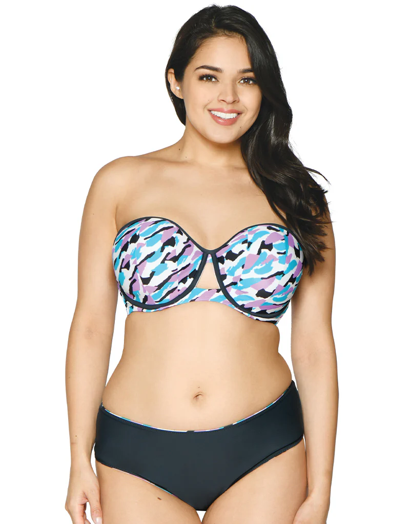 Curvy Kate Miami Heat Padded Bandeau Bikini Top Print Mix