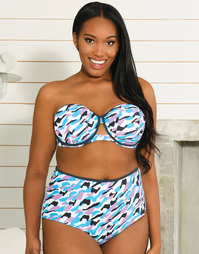 Curvy Kate Miami Heat Padded Bandeau Bikini Top Print Mix - Image 2