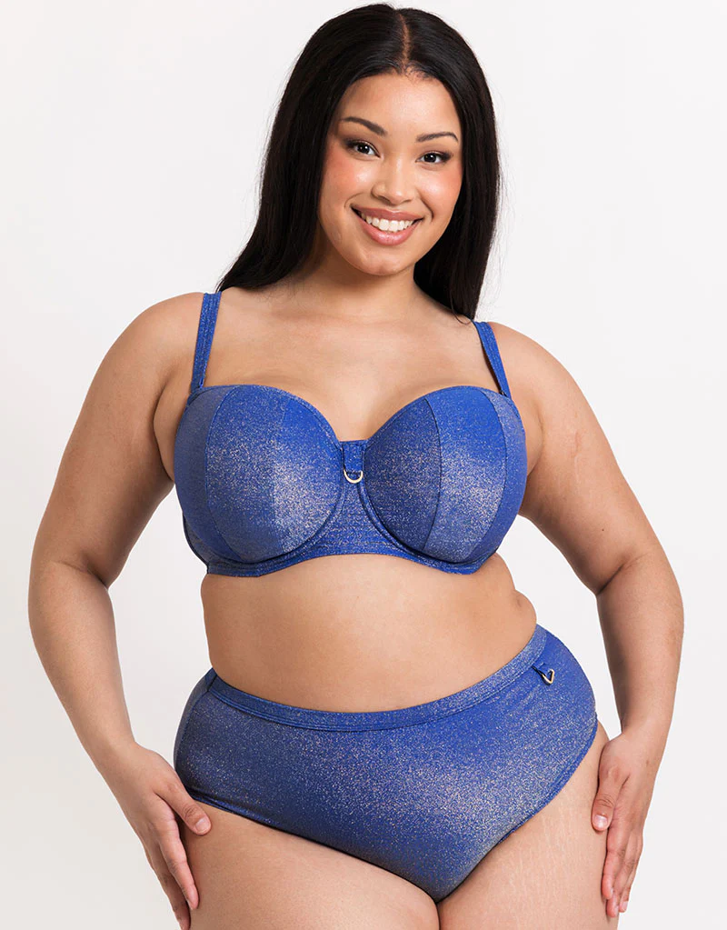 Curvy Kate Sapphire Seas High Waist Bikini Brief Blue Sparkle - Image 3