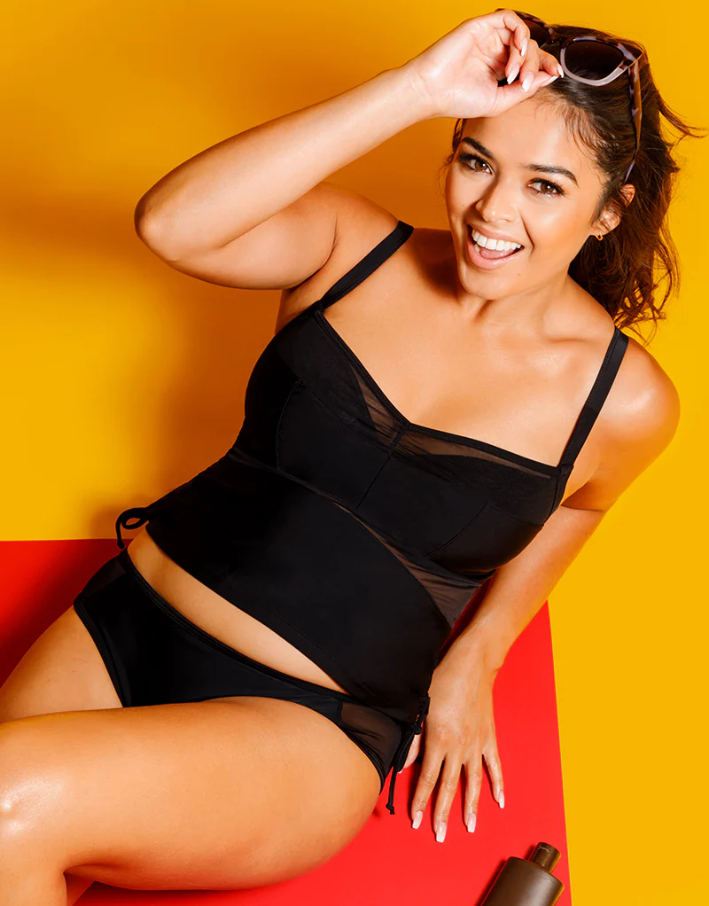 Curvy Kate Sheer Class Balcony Tankini Top Black - Image 2