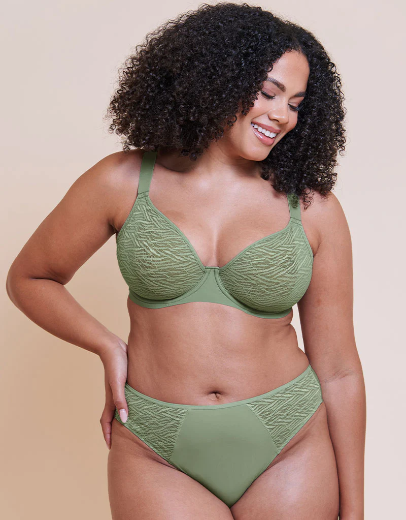 Curvy Kate Smoothie Lace Brazilian Brief Sage Green - Image 3