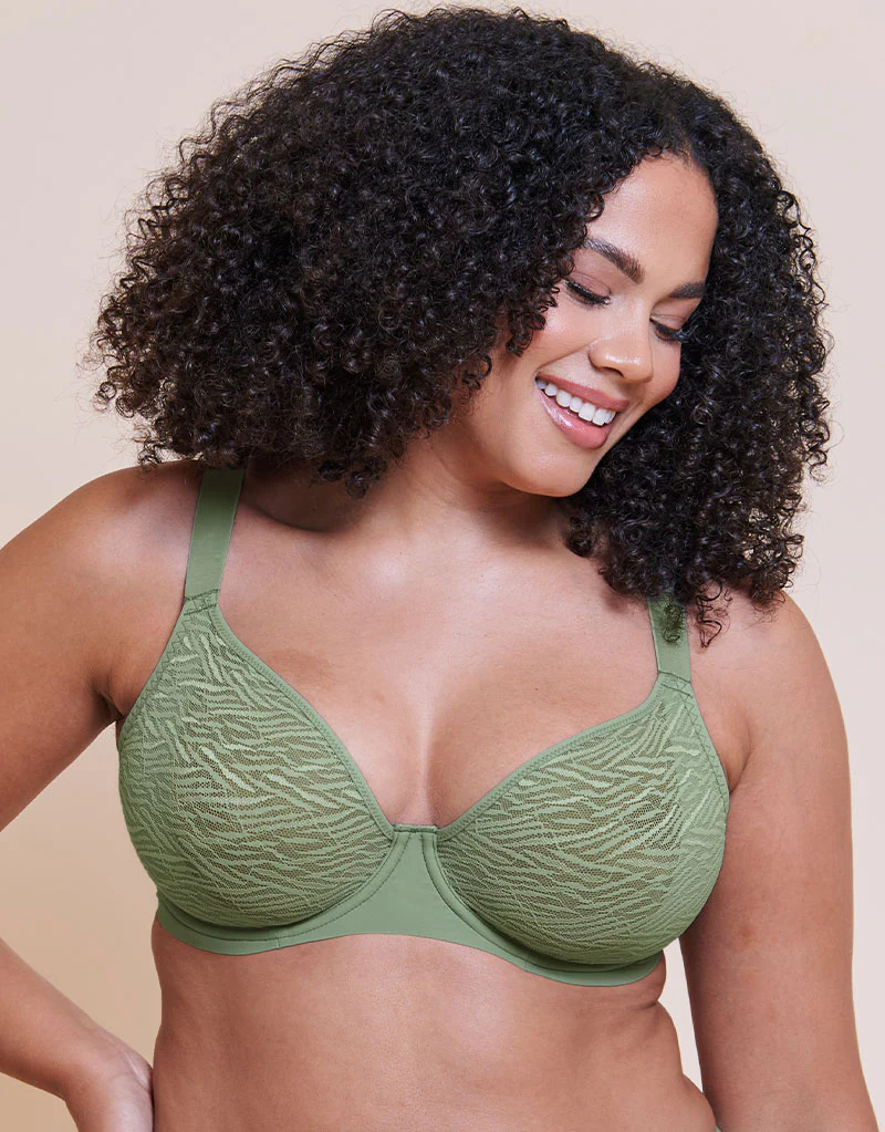 Curvy Kate Smoothie Lace Moulded Balcony Bra Sage Green - Image 3