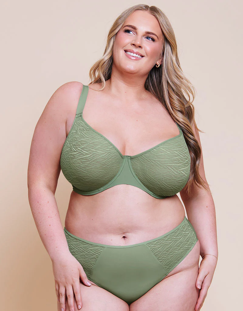 Curvy Kate Smoothie Lace Moulded Balcony Bra Sage Green - Image 7