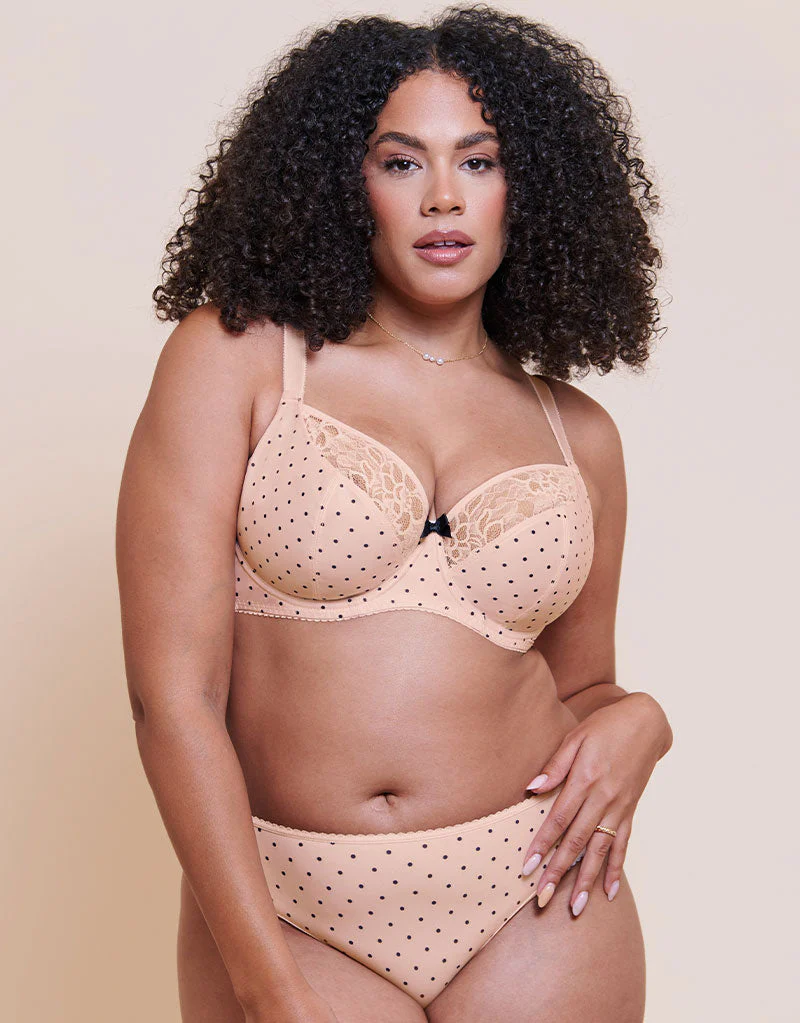 Curvy Kate Spellbound Printed Balcony Bra Cream Polka Dot Print