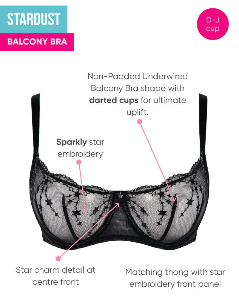 Curvy Kate Stardust Balcony Bra Black Sparkle - Image 3