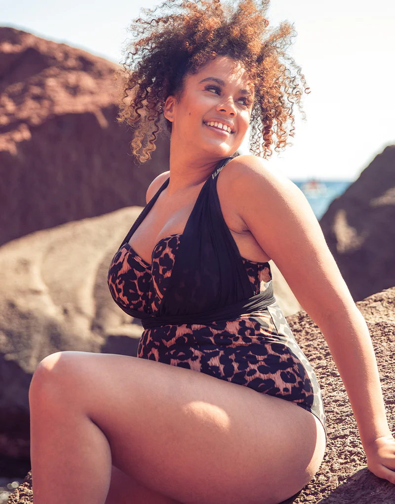 Curvy Kate Wrapsody Bandeau Strapless Multiway Swimsuit Leopard Print - Image 10