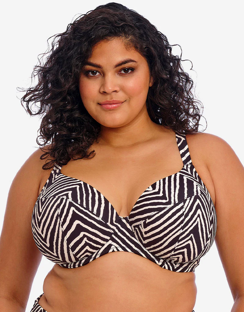 Elomi Fiji Falls Plunge Bikini Top Black Stripe - Image 2