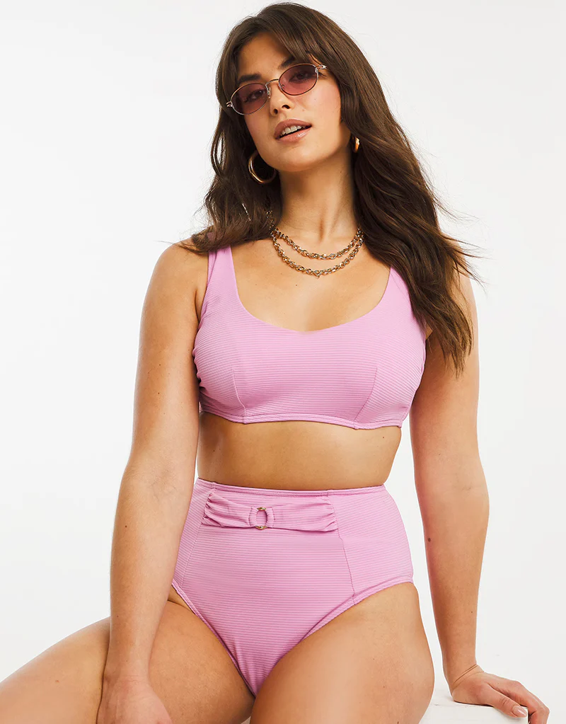 Figleaves Manhattan High Waist Bikini Brief Pink - Image 3