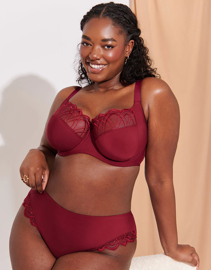 Flirtelle Emilie Deco Full Cup Side Support Bra Oxblood - Image 2