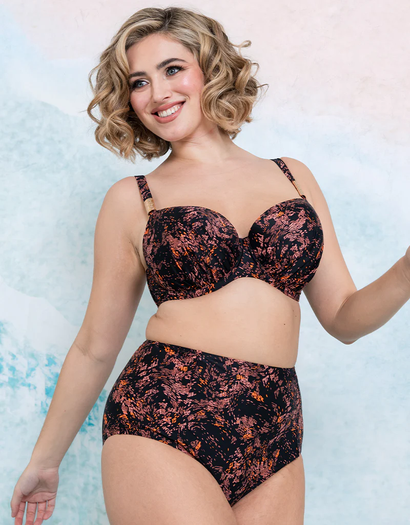 Flirtelle Maya Bay Padded Balcony Bikini Top Black Print - Image 2
