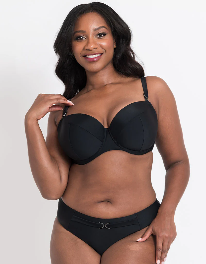 Flirtelle Verona Beach Padded Balcony Bikini Top Black