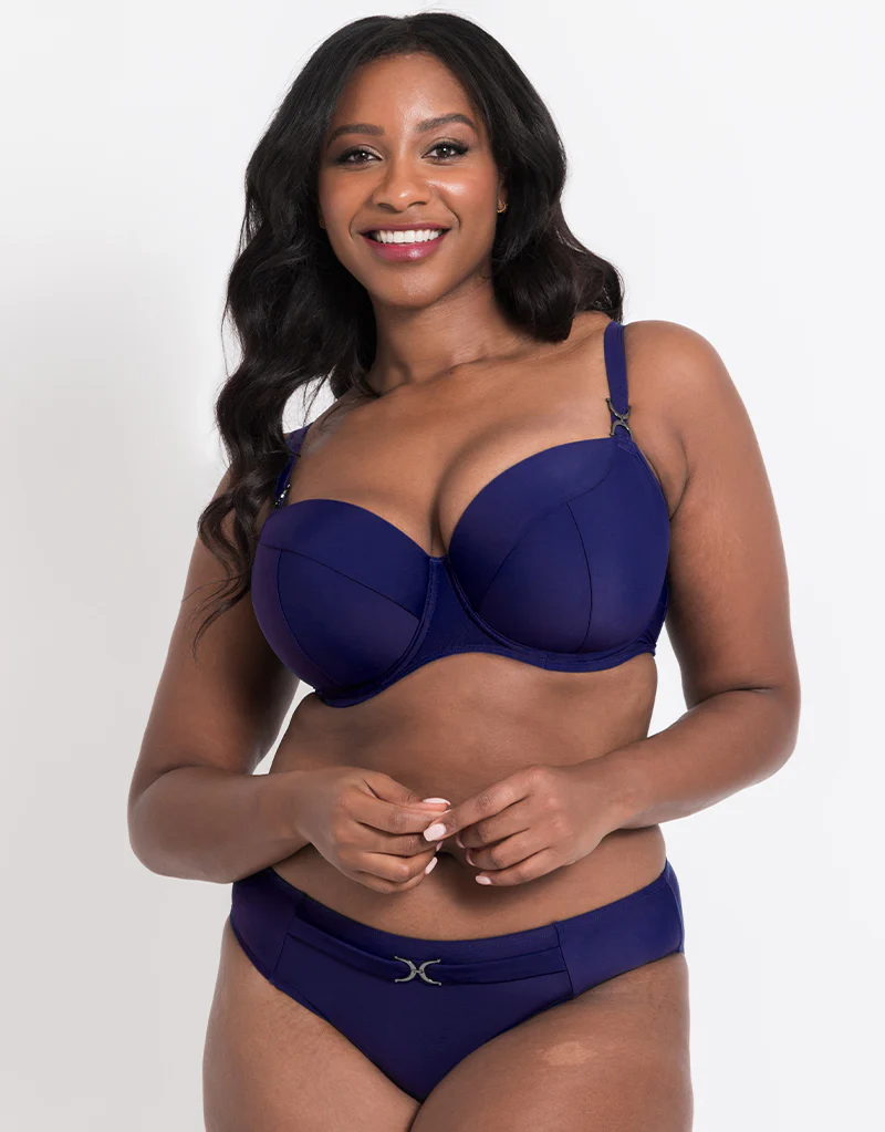 Flirtelle Verona Beach Padded Balcony Bikini Top Navy - Image 7
