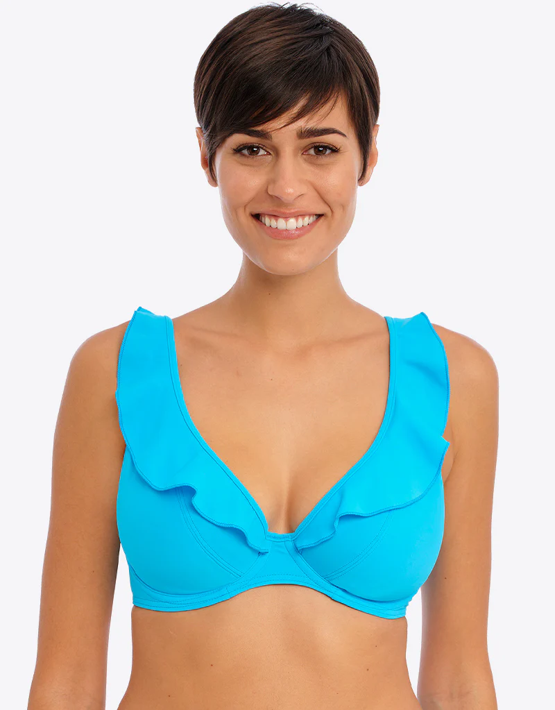 Freya Jewel Cove High Apex Plunge Bikini Top Plain Turquoise - Image 2