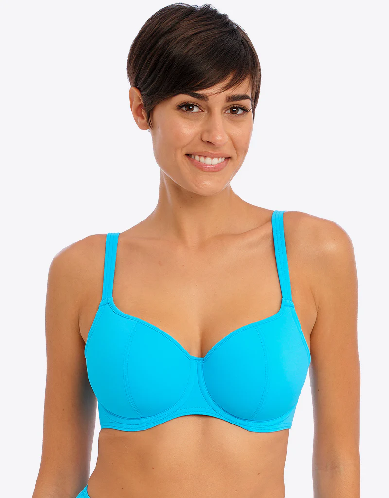 Freya Jewel Cove Sweetheart Bikini Top Plain Turquoise - Image 2
