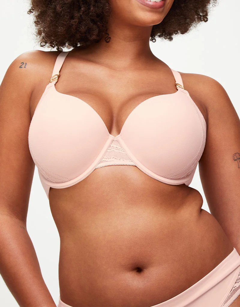 KBX Charlotte Padded Plunge Bra Soft Pink - Image 2