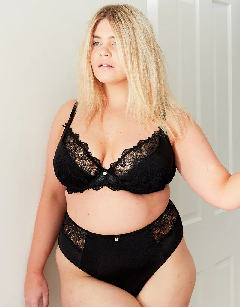 Oola Fan Lace Half Cup Bra Black - Image 2