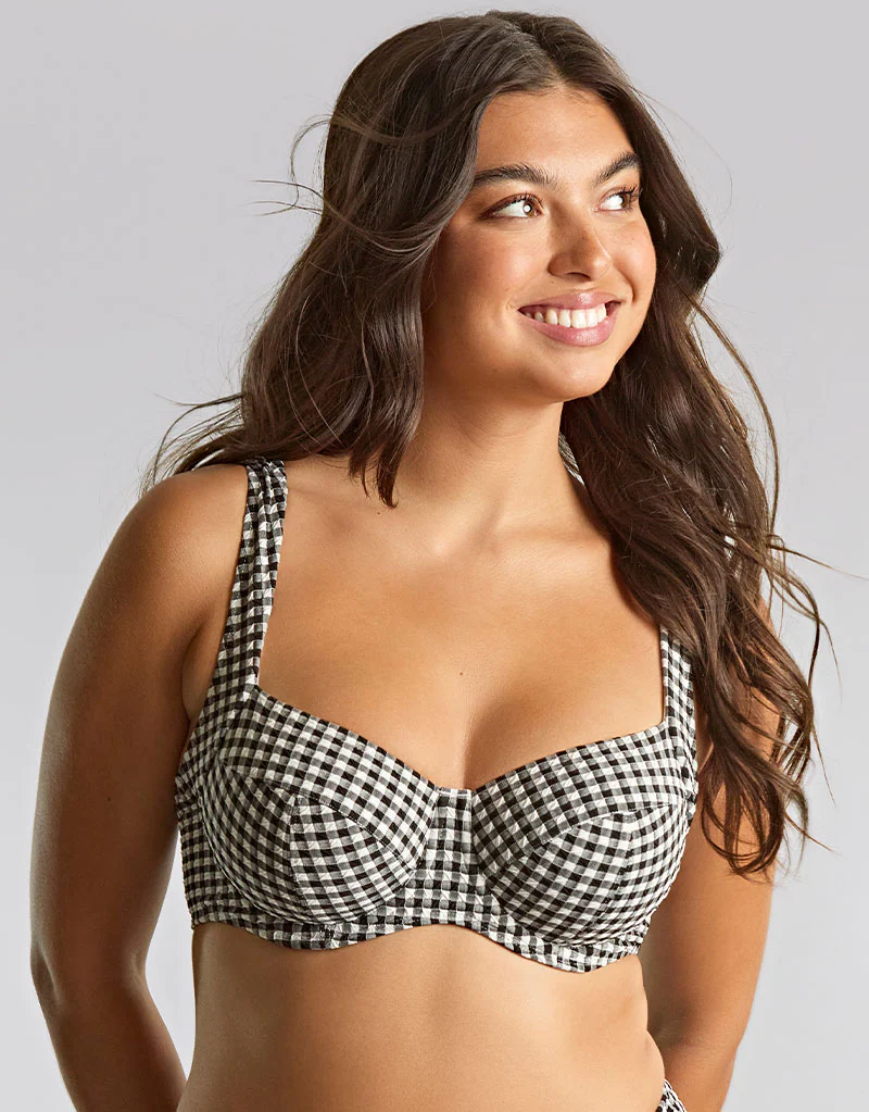 Panache Olivia Full Cup Bikini Top Black Gingham - Image 3
