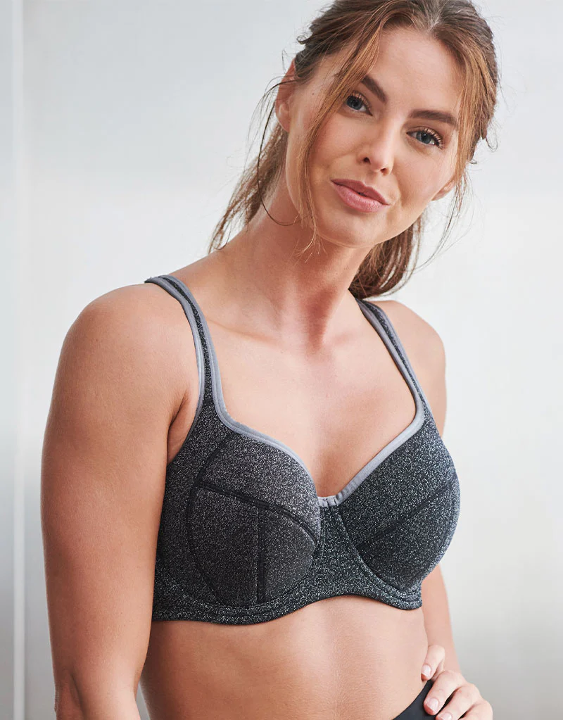 Pour Moi Energy Reach Full Cup Sports Bra Black/Silver - Image 3