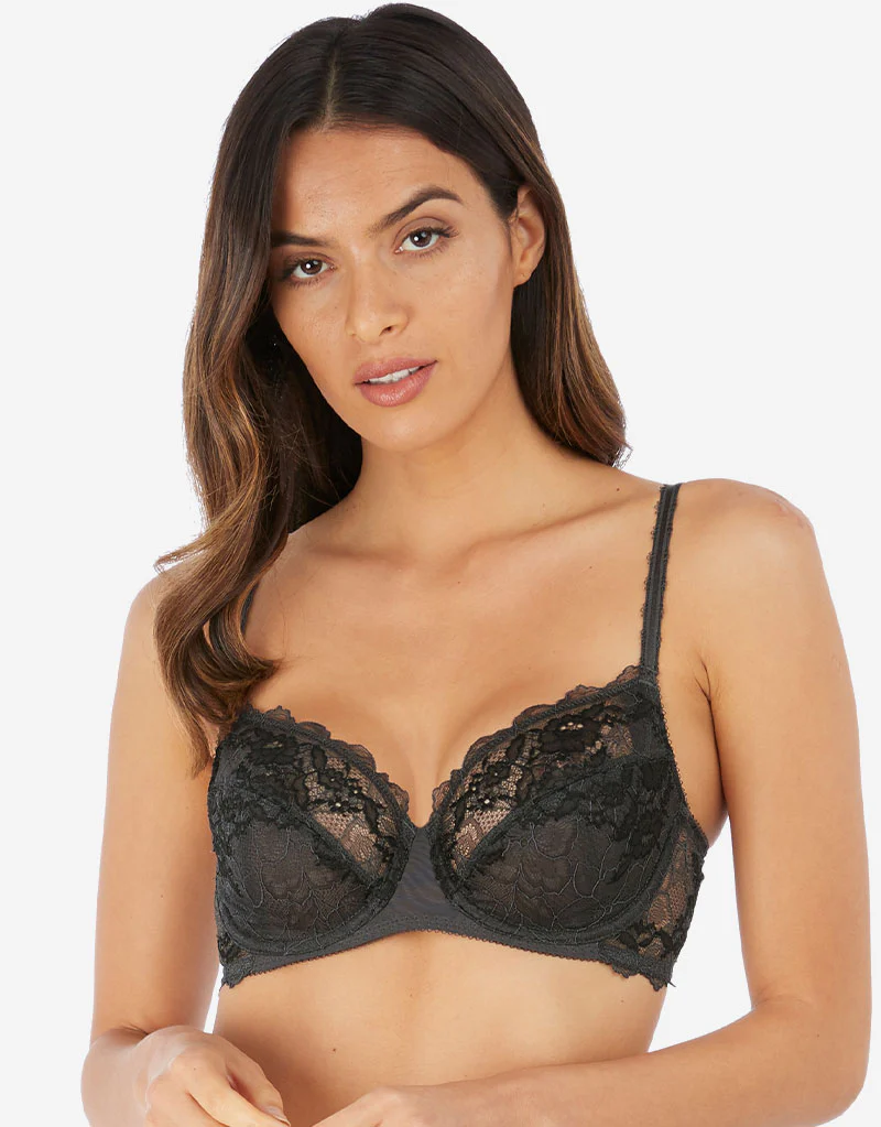 Wacoal Lace Perfection Balconette Bra Charcoal Grey - Image 3
